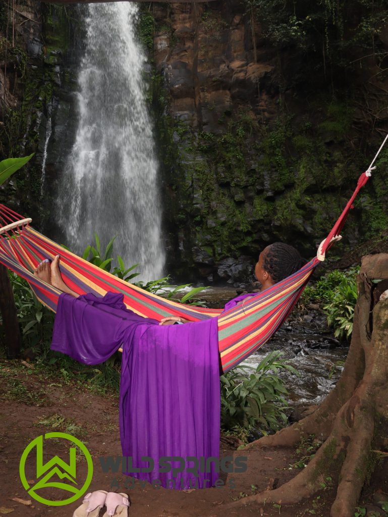 a tourist enjoying hammock swing