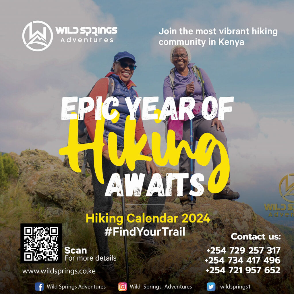 Two hikers posing for a photo at Table mountain Kenya