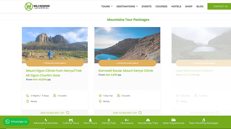 An image of Wild Springs Adventures, Kenya Mountain Packages on Timau Route.