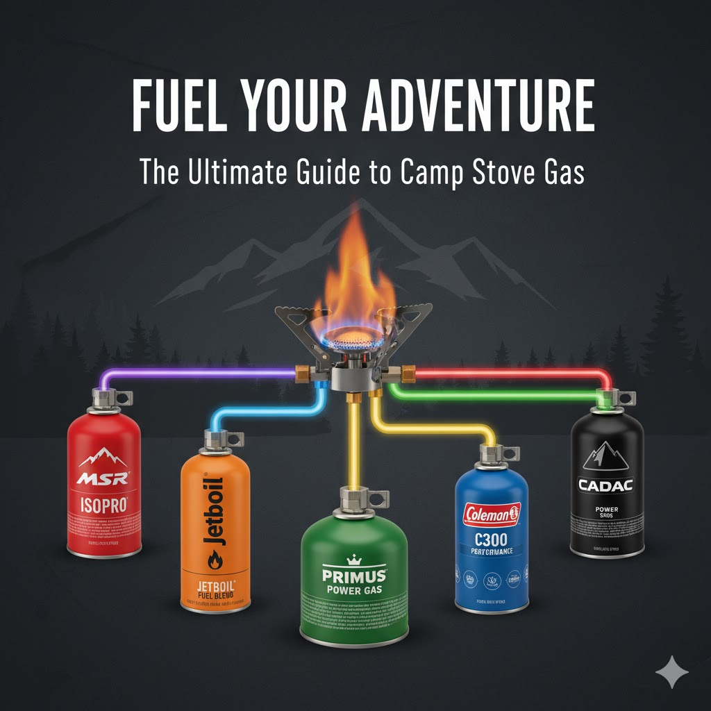 An AI image showing variety of camping canisters